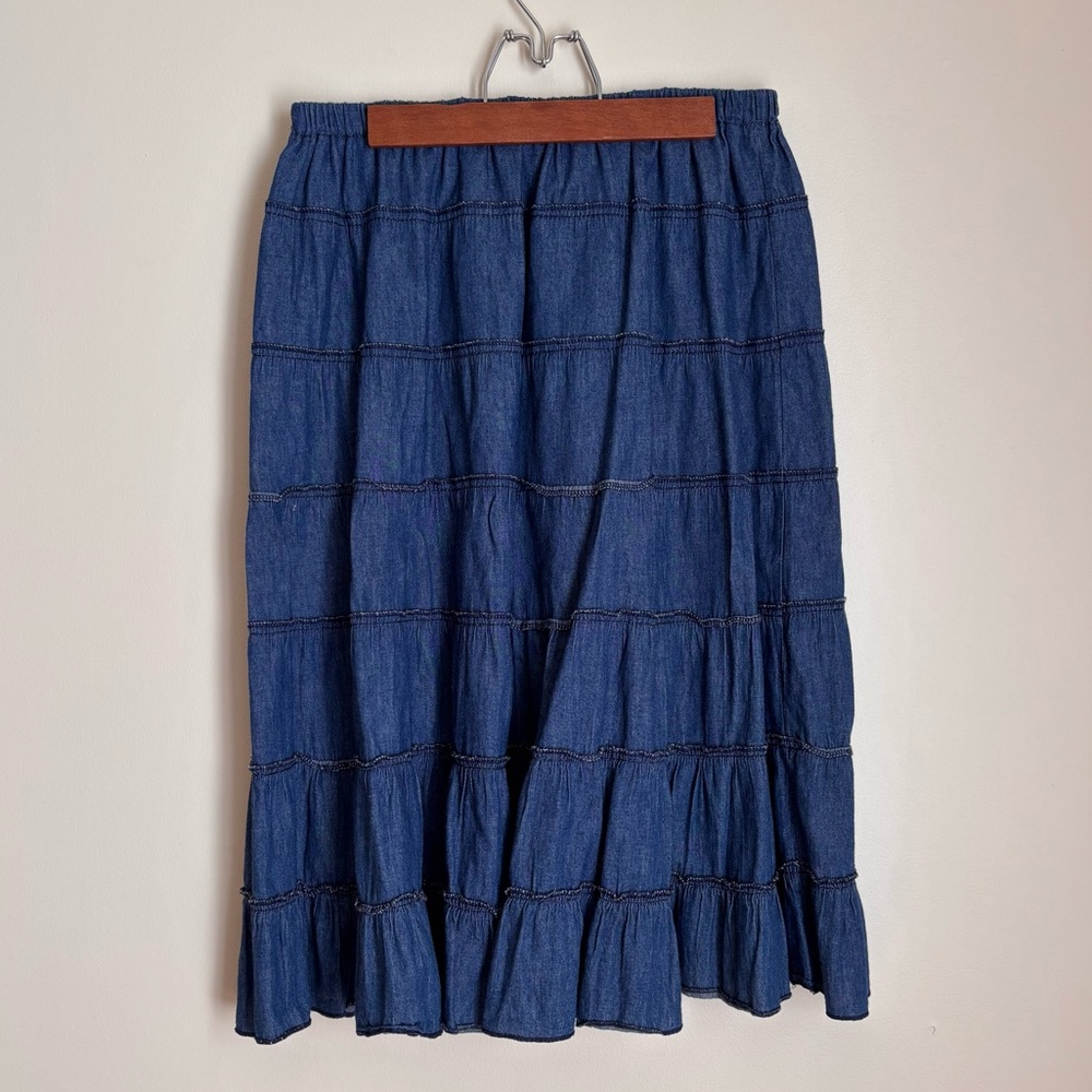 Metro Wear Blue Midi Jean Look Skirt